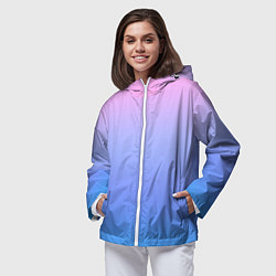 Ветровка с капюшоном женская Градиент мягкий розовый в голубой перелив, цвет: 3D-белый — фото 2