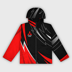 Ветровка с капюшоном женская Mitsubishi - red and black, цвет: 3D-черный