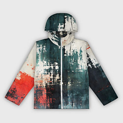 Ветровка с капюшоном женская Чёрно-красная ржавчина на белом фоне, цвет: 3D-белый