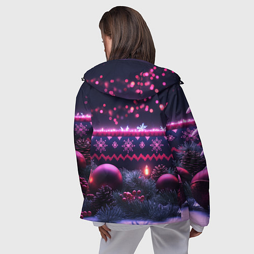 Женская ветровка Новый год в фиолетовом свете / 3D-Черный – фото 4