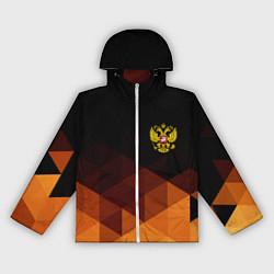 Ветровка с капюшоном женская Герб России геометрия, цвет: 3D-белый