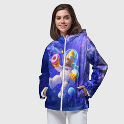 Ветровка с капюшоном женская Homer Simpson is a brave astronaut, цвет: 3D-белый — фото 2