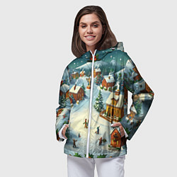 Ветровка с капюшоном женская Каникулы нового года, цвет: 3D-белый — фото 2