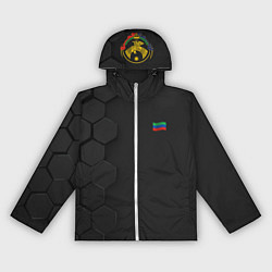 Ветровка с капюшоном женская Дагестан Флаг и Герб, цвет: 3D-белый