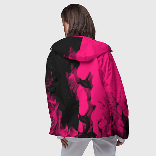 Женская ветровка Monster energy fire pink / 3D-Черный – фото 4