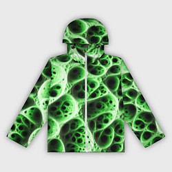 Ветровка с капюшоном женская Зелёная пористая структура, цвет: 3D-белый