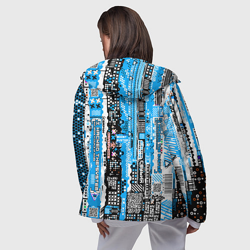 Женская ветровка Киберпанк паттерн синий / 3D-Черный – фото 4