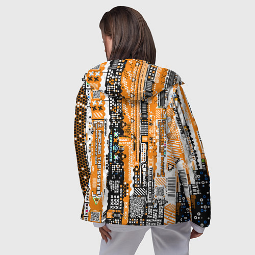 Женская ветровка Киберпанк паттерн жёлтый / 3D-Черный – фото 4