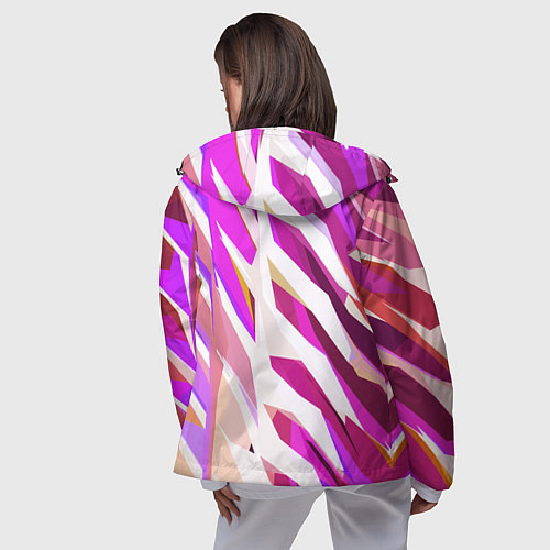 Женская ветровка Бело-розовая абстракция / 3D-Черный – фото 4
