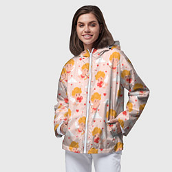 Ветровка с капюшоном женская Паттерн с милыми купидонами, цвет: 3D-белый — фото 2