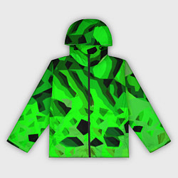 Ветровка с капюшоном женская Чёрно-зелёная пористая абстракция, цвет: 3D-черный