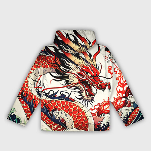 Женская ветровка Красный дракон в японском стиле ирезуми / 3D-Белый – фото 2