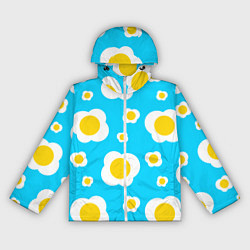 Ветровка с капюшоном женская Яичница голубая, цвет: 3D-белый