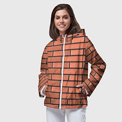 Ветровка с капюшоном женская Кирпичная кладка строителя от Бога, цвет: 3D-белый — фото 2