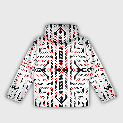 Женская ветровка Чёрно-красные диагональные полосы на белом фоне / 3D-Белый – фото 2