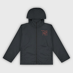 Ветровка с капюшоном женская Вязью Татьяна - красная надпись, цвет: 3D-черный