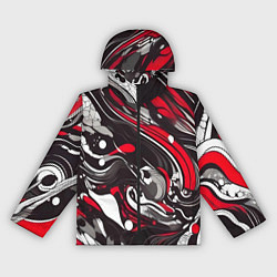 Ветровка с капюшоном женская Красно-белые волны, цвет: 3D-черный