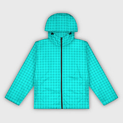 Ветровка с капюшоном женская Неоновый голубой паттерн клетка, цвет: 3D-черный