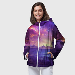 Ветровка с капюшоном женская Волшебная галактика, цвет: 3D-белый — фото 2