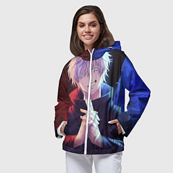 Ветровка с капюшоном женская Аниме - магическая битва, цвет: 3D-белый — фото 2