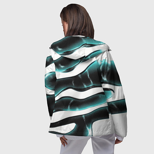 Женская ветровка Абстрактный черно-зеленый камуфляж / 3D-Черный – фото 4