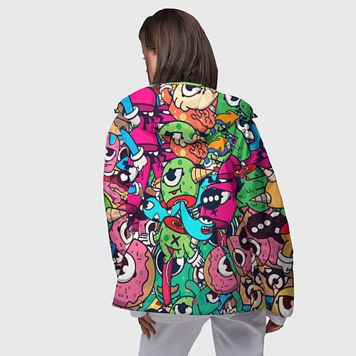 Женская ветровка Color doodle monsters / 3D-Черный – фото 4