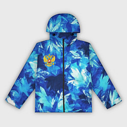 Ветровка с капюшоном женская Синий узорный камуфляж, цвет: 3D-черный