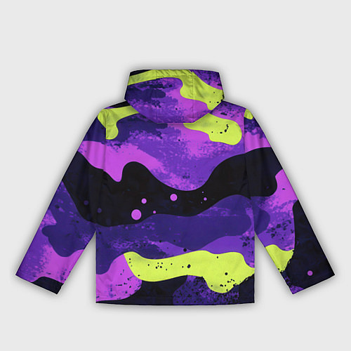 Женская ветровка Черно-фиолетовый камуфляж и золотой герб РФ / 3D-Белый – фото 2