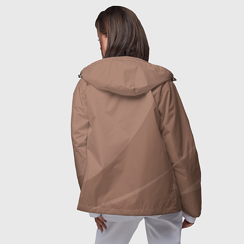 Женская ветровка Мокко Мусс однотонный с полосой / 3D-Черный – фото 4