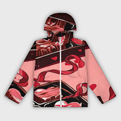 Ветровка с капюшоном женская Шоколадки в форме сердца, цвет: 3D-белый