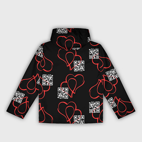 Женская ветровка Сердца и код любви на черном / 3D-Белый – фото 2