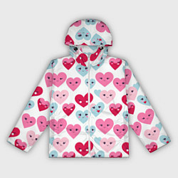 Ветровка с капюшоном женская Сердечки-смайлики, цвет: 3D-белый