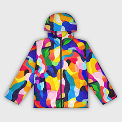 Ветровка с капюшоном женская Лоскутная абстракция, цвет: 3D-черный