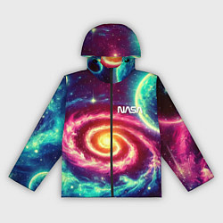 Ветровка с капюшоном женская Spiral galaxy - neon glow, цвет: 3D-черный