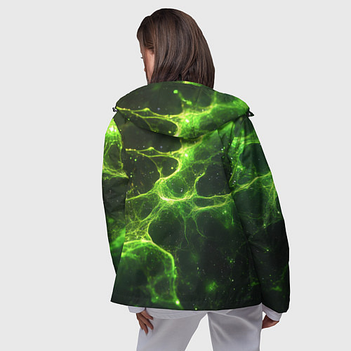 Женская ветровка Зеленые волокна текстура / 3D-Черный – фото 4