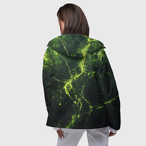 Женская ветровка Зеленые волокна - текстура / 3D-Черный – фото 4