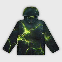 Ветровка с капюшоном женская Разбитая плита с зеленым светом, цвет: 3D-черный