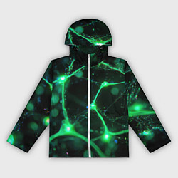 Ветровка с капюшоном женская Зеленый нейроны, цвет: 3D-белый