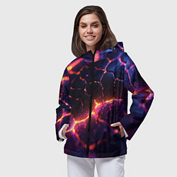 Ветровка с капюшоном женская Текстура вулкана, цвет: 3D-черный — фото 2