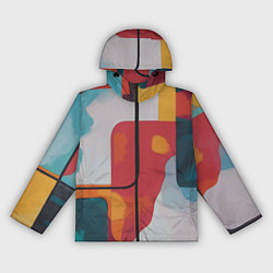 Ветровка с капюшоном женская Абстракция с прямоугольниками, цвет: 3D-черный