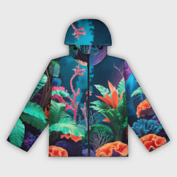 Ветровка с капюшоном женская Морские растения, цвет: 3D-черный
