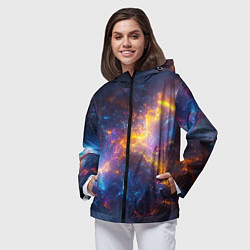 Ветровка с капюшоном женская Космическая текстура фон, цвет: 3D-черный — фото 2