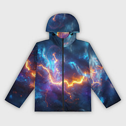 Ветровка с капюшоном женская Космическая молния текстура, цвет: 3D-черный