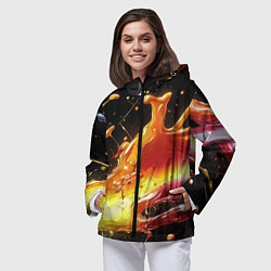 Ветровка с капюшоном женская Динамичная краска текстура, цвет: 3D-черный — фото 2