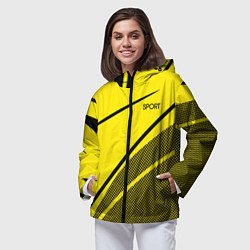 Ветровка с капюшоном женская Sport жёлтый с чёрным точечный, цвет: 3D-черный — фото 2
