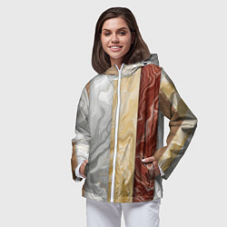 Ветровка с капюшоном женская Мрамор и дерево, цвет: 3D-белый — фото 2