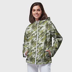 Ветровка с капюшоном женская Пиксельный камуфляж, цвет: 3D-белый — фото 2