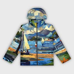 Ветровка с капюшоном женская Средиземноморский пейзаж, цвет: 3D-черный