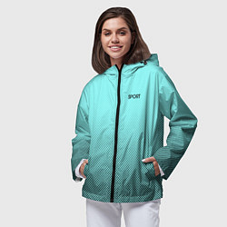 Ветровка с капюшоном женская Sport голубой текстурный, цвет: 3D-черный — фото 2