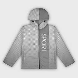 Ветровка с капюшоном женская Sport светло-серый с полосой, цвет: 3D-черный